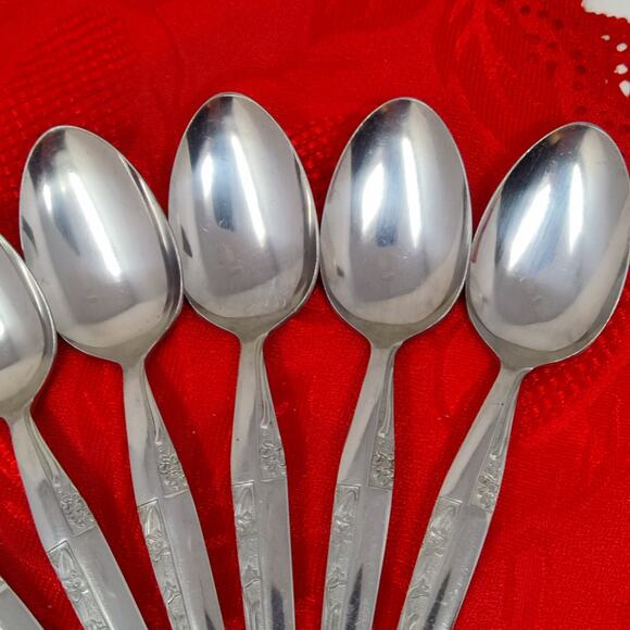 11X Tsp Amere Japan AEF3 MCM Stainless Flatware Floral Teaspoons - Picture 7 of 14